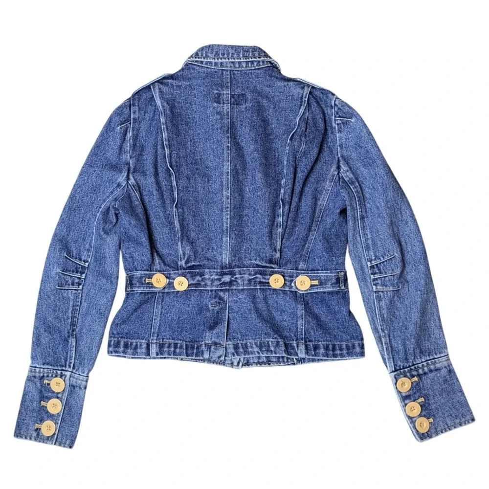 Mixit Y2K Moto Military Short‎ Denim Jacket Women's 8